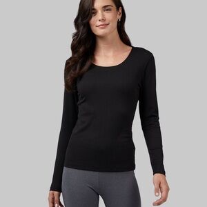 32 Degrees Women's Base Layer Ribbed Scoop Neck Top Black S